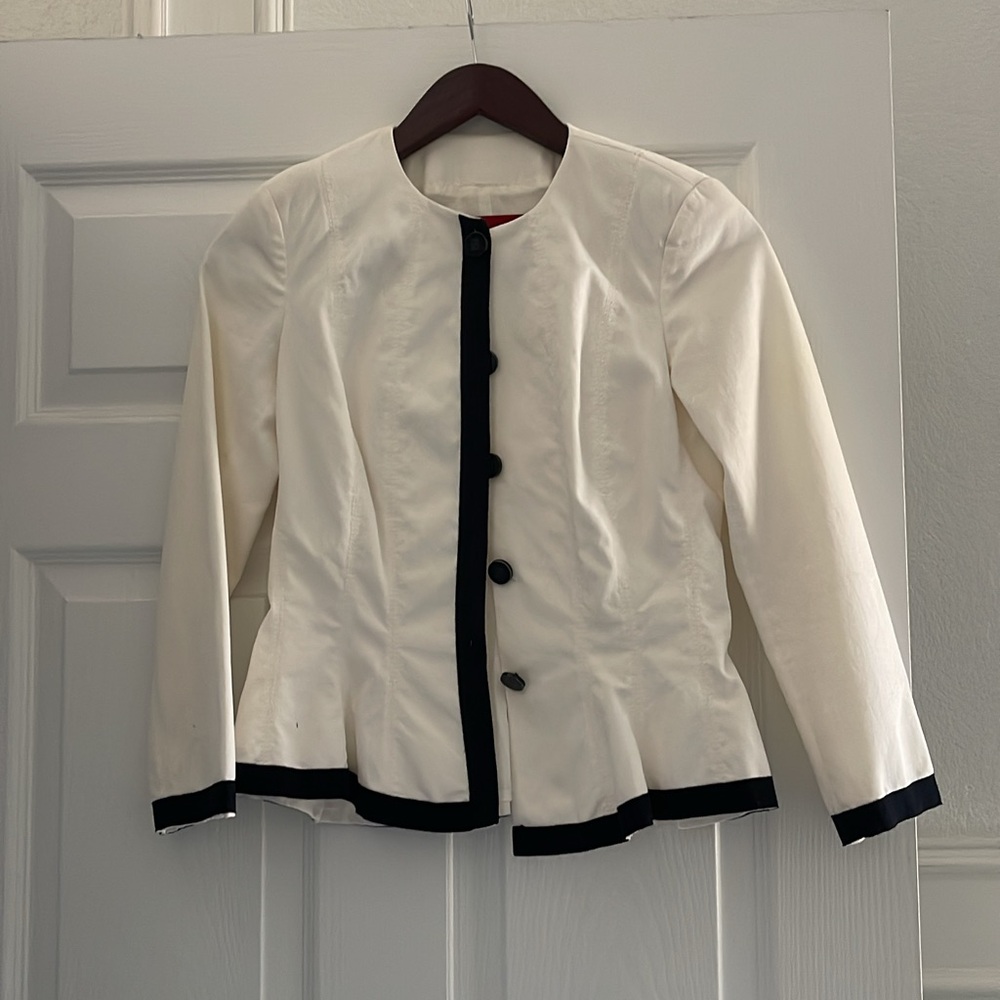 Carolina Herrera Cream and Black Blazer